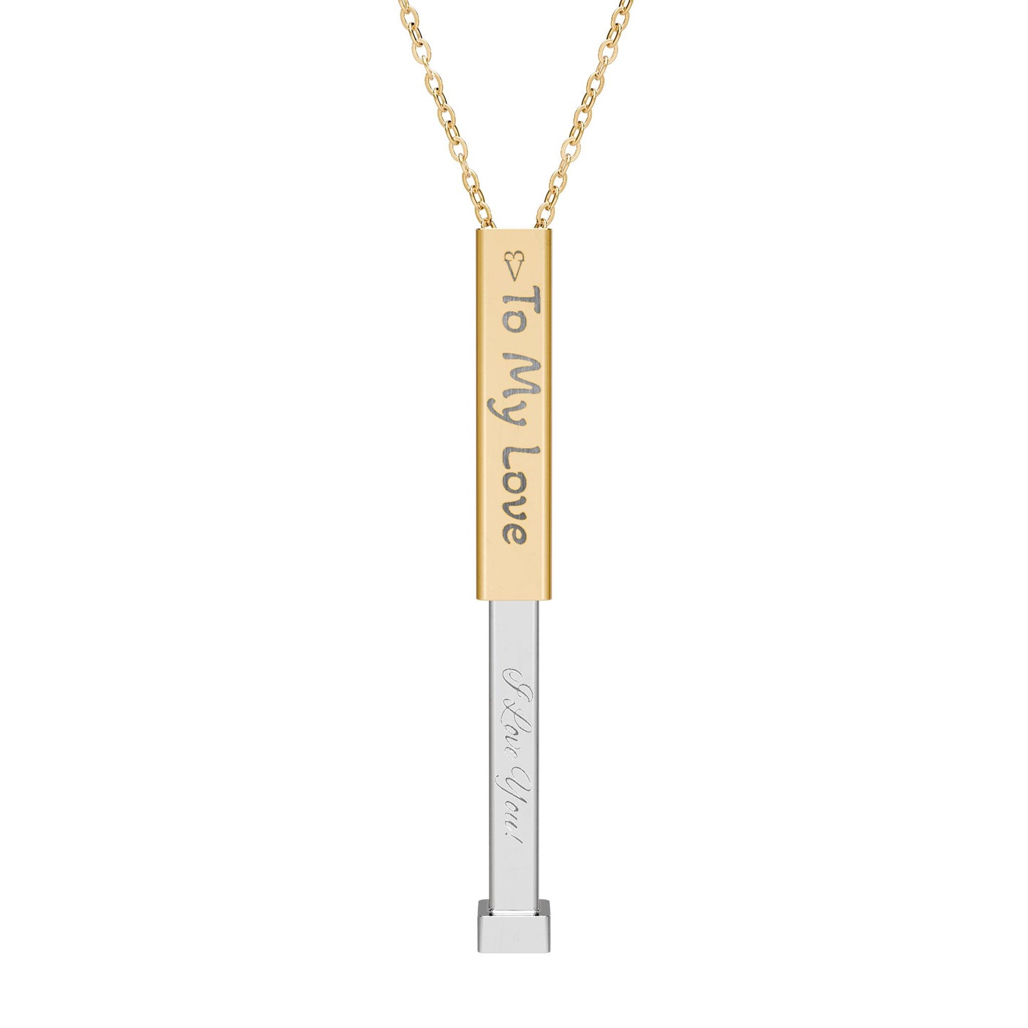 Hidden Message Sliding Bar Necklace — Engraved ‘To My Love’ Secret Pendant