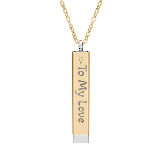 Hidden Message Sliding Bar Necklace — Engraved ‘To My Love’ Secret Pendant