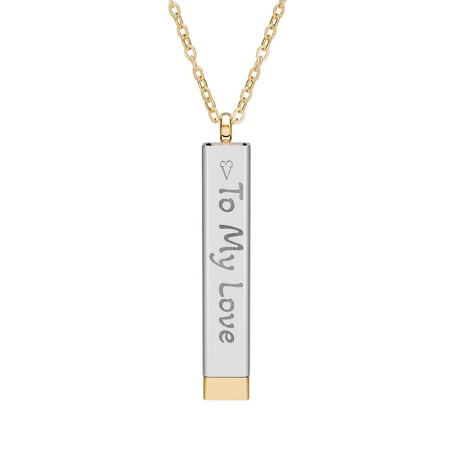 Hidden Message Sliding Bar Necklace — Engraved ‘To My Love’ Secret Pendant