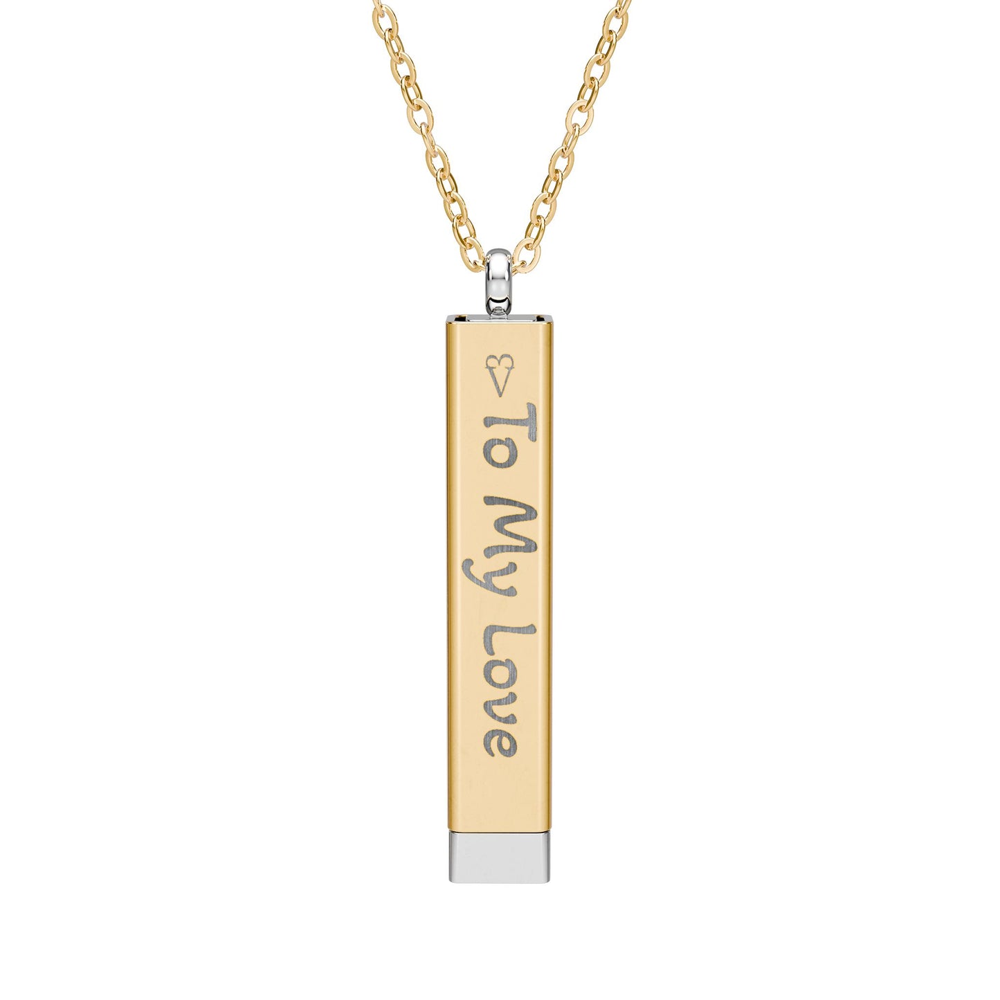 Hidden Message Sliding Bar Necklace — Engraved ‘To My Love’ Secret Pendant